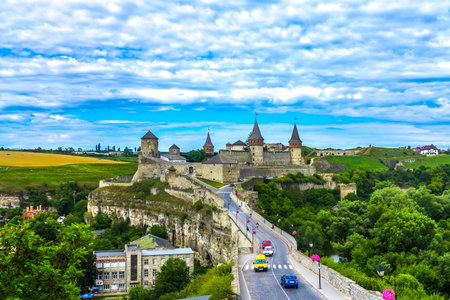 Kamianets Podilskyi Ancient Fortress Castle Full Complex View with Landscape