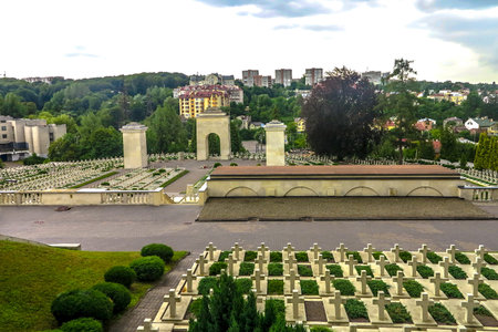 Lviv Famous Historic Lychakiv ?yczakowski Polish Orlat Cemetery for Middle and Upper Classes with...
