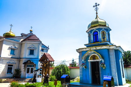Chisinau Ciuflea Monastery Saint Theodore Tyro Blue Colored Facade Chapel