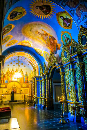 Kiev Pechersk Great Lavra Complex Uspensky Sobor Cathedral Icons and Frescoesのeditorial素材