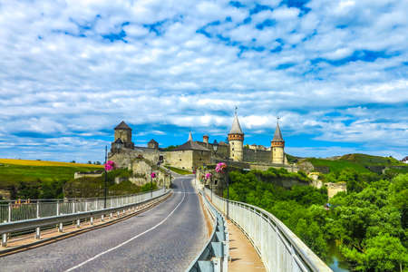 Kamianets Podilskyi Ancient Fortress Castle Full Complex View with Landscapeのeditorial素材