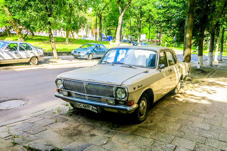 Lviv Old Timer Car from the Soviet Time Era with Ukrainian Vehicle Registration Plates