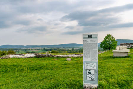 Devin Castle Great Moravian Church Ruins Basement View with Breathtaking Picturesque Blue Cloudy Backgroundの写真素材