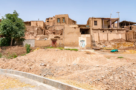 Kashgar Remaining Old City Uyghur Central Asian Architecture Buildings on a Sunny Blue Sky Day