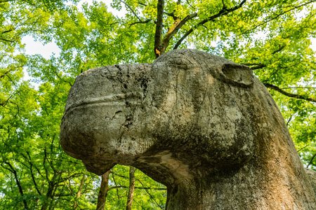 Nanjing Ming Xiaoling Mausoleum Elephant Road Spirit Way Closeup View of a Camel Head Sculptureの写真素材