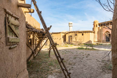 Kapchagay Krepost Nomad Breathtaking Picturesque View of the Fortification Town on a Sunny Blue Sky Dayの写真素材