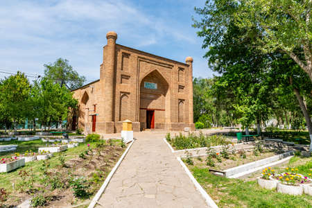 Taraz Karakhan Mausoleum Picturesque View of the Main Building at Park on a Sunny Blue Sky Dayの写真素材