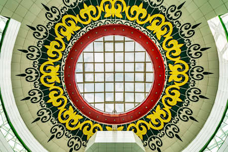 Nur-Sultan Astana Nazarbayev International Airport Interior View of the Departure Hall Ceilingの写真素材