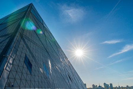 Nur-Sultan Astana Palace of Peace and Reconciliation Pyramid Building View on a Sunny Blue Sky Day