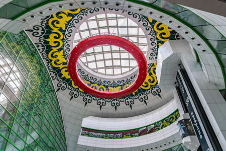 Nur-Sultan Astana Nazarbayev International Airport Interior View of the Departure Hall Ceilingのeditorial素材