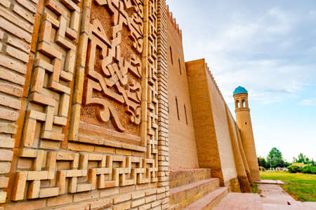 Kulob Vose Hulbuk Fortress Picturesque View of Aryan Symbols on a Cloudy Rainy Blue Sky Dayの写真素材