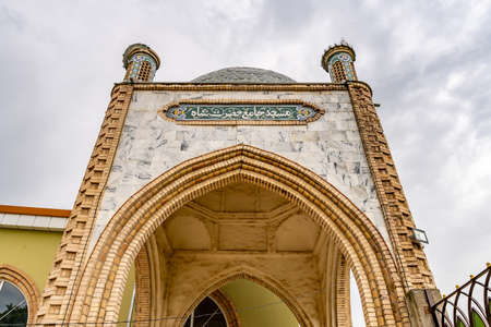 Istaravshan Hazrati Shoh Mosque Picturesque View of Pavilion on a Cloudy Rainy Dayの写真素材