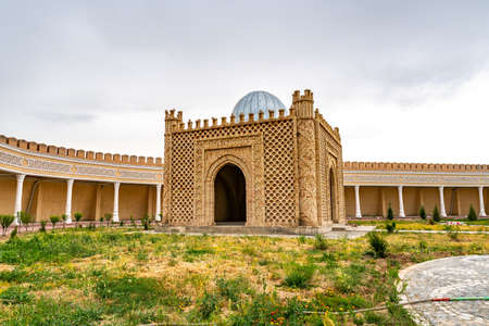 Istaravshan Kalai Mug Teppe Fortress View of a Mausoleum on a Cloudy Rainy Dayのeditorial素材