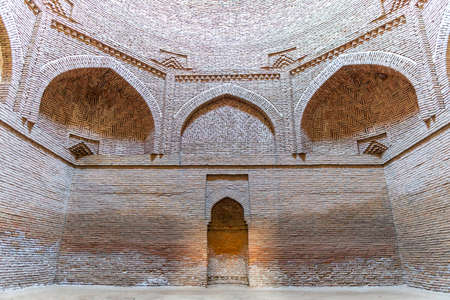 Shahrtuz Shahritus Khoja Mashad Mausoleum UNESCO World Heritage View of Cupola Ceiling on a Sunny Blue Sky Sunset Dayのeditorial素材