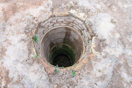 Kulob Vose Hulbuk Fortress Picturesque View of Ancient Sewer System on a Cloudy Rainy Blue Sky Dayのeditorial素材