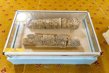 Kulob Vose Hulbuk Fortress Picturesque View of Archeological Museum Pillar Carvingsのeditorial素材