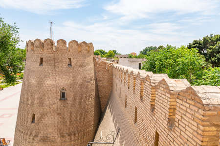 Khujand Sughd Archeological Museum Main Gate Entrance Picturesque View on a Sunny Blue Sky Dayのeditorial素材