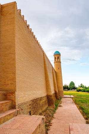 Kulob Vose Hulbuk Fortress Picturesque View of Watchtower on a Cloudy Rainy Blue Sky Dayのeditorial素材