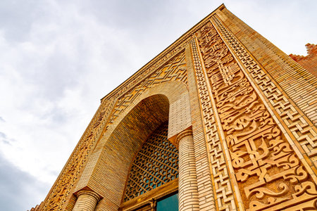 Kulob Vose Hulbuk Fortress Picturesque View of Entrance Gate on a Cloudy Rainy Blue Sky Day