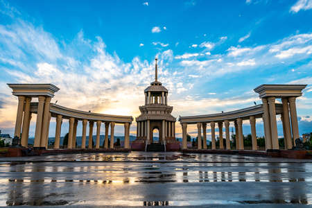Kulob Castle Square at City Center Breathtaking Picturesque View on a Cloudy Rainy Blue Sky Dayのeditorial素材
