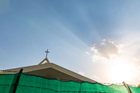 Islamabad Roman Catholic F8 Our Lady of Fatima Church Picturesque View at Sunset Blue Sky Dayの写真素材