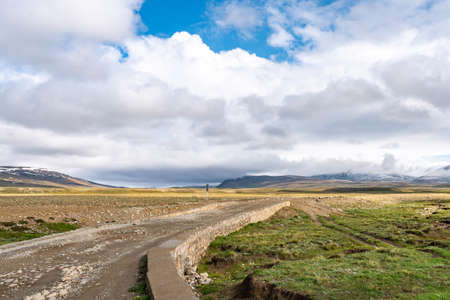 Deosai National Park Picturesque Breathtaking View of Bara Pani Check Point on a Sunny Blue Sky Dayの写真素材