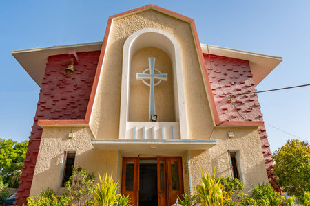 Hyderabad Saint Philipp's Protestant Christian Church Picturesque View on a Sunny Blue Sky Day