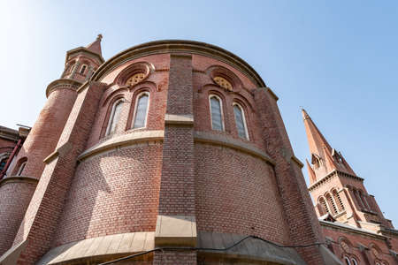 Lahore Sacred Heart of Jesus Cathedral Picturesque View at Lawrence Road on a Sunny Blue Sky Dayの写真素材