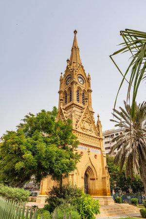Karachi Merewether Clock Tower Picturesque Breathtaking View at Jinnah Road on a Cloudy Sky Dayの写真素材