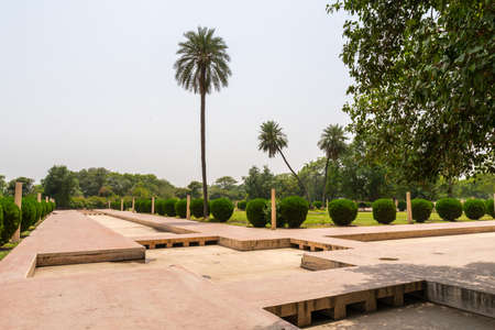 Lahore Baradari of Kamran Mirza Pavilion Picturesque Breathtaking View of Garden on a Sunny Blue Sky Dayの写真素材