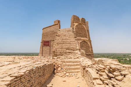 Khairpur Kot Diji Fort with Picturesque View of Watchtower on a Sunny Blue Sky Dayの写真素材