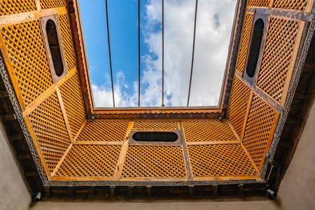 Khaplu Town Khapalu Palace Picturesque View of the Ceiling on a Sunny Blue Sky Day