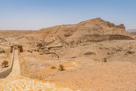Jamshoro Rani Kot Fort Great Wall of Sindh Picturesque Breathtaking Panoramic View on a Sunny Blue Sky Dayの写真素材