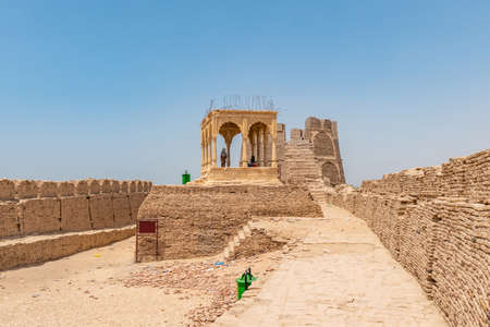 Khairpur Kot Diji Fort with Picturesque View of Pavilion with Visitors on a Sunny Blue Sky Dayの写真素材