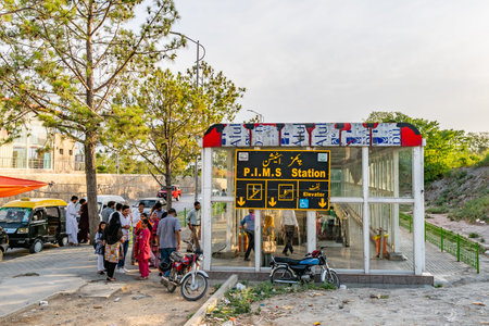Islamabad Rawalpindi Metro Bus P.I.M.S Station at Blue Area View of People Entering the Underway...