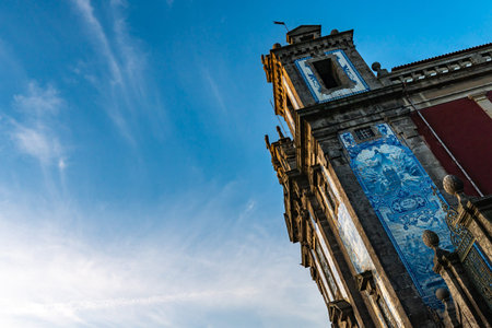 Porto Igreja de Santo Ildefonso Church Breathtaking Picturesque View on a Blue Sky Day in Winterの写真素材
