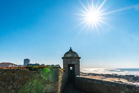 Porto Fort of Saint Francis Xavier Picturesque View with Watchtower on a Sunny Blue Sky Dayの写真素材