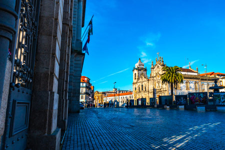 Porto Igreja dos Carmelitas Carmo Church Breathtaking Picturesque View on a Blue Sky Day in Winter