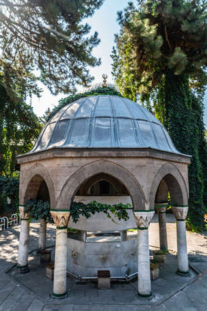 Kayseri Kursunlu Mosque Breathtaking Picturesque View of Wudu Pavilion on a Blue Sky Day in Summerの写真素材