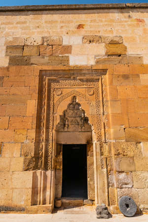 Nevshehir Saruhan Caravanserai Breathtaking Picturesque View of Door on a Blue Sky Day in Summerの写真素材