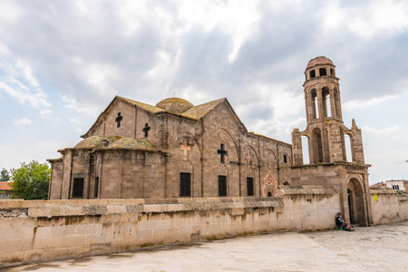 Derinkuyu Underground City Breathtaking Picturesque View of Uzumlu Theodore Church on a Blue Sky Day...