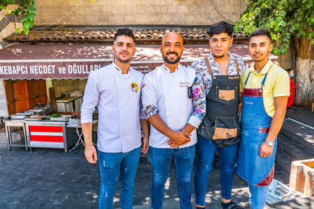 Gaziantep Restaurant Employees with Head Chef Breathtaking Picturesque View on a Blue Sky Day in Summerのeditorial素材