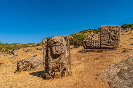 Yesemek Open Air Museum Breathtaking Picturesque View of Sculptures on a Blue Sky Day in Summerのeditorial素材