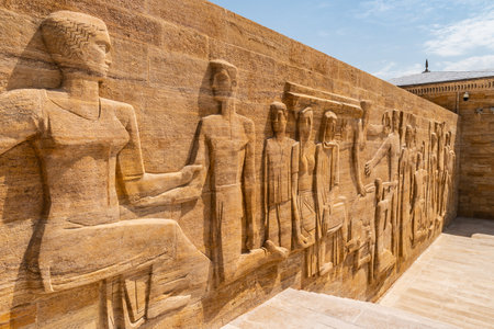 Ankara Anitkabir Monument Ataturk Mausoleum Breathtaking Picturesque View of engraved Sculptures on Wallのeditorial素材