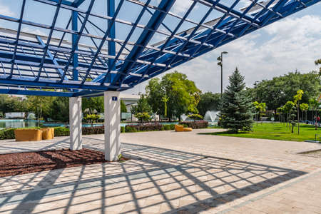 Ankara Genclik Park Breathtaking Picturesque View of Pavilion on a Blue Sky Day in Summerのeditorial素材