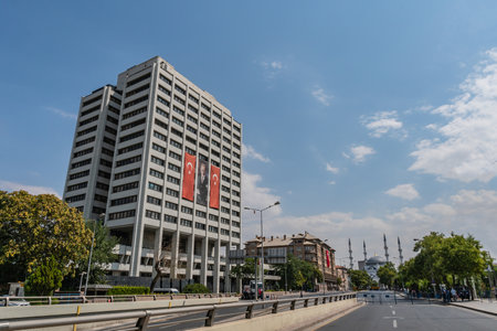 Ankara Central Bank Turkiye Cumhuriyet Merkez BankasÄ± Breathtaking Picturesque View on a Blue Sky Day in Summerのeditorial素材