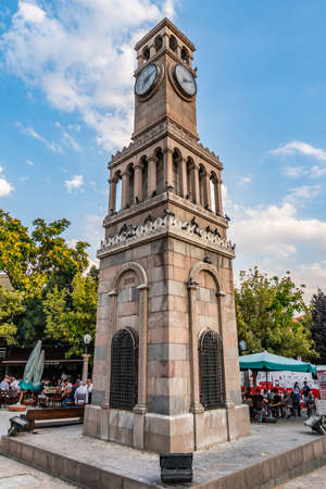 Ankara Hamamonu Restored Area Breathtaking Picturesque View of Clock Tower on a Blue Sky Day in Summerのeditorial素材