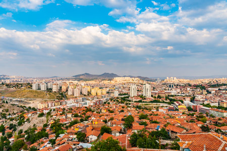 Ankara Castle Kale Breathtaking Picturesque Cityscape View on a Blue Sky Day in Summerのeditorial素材