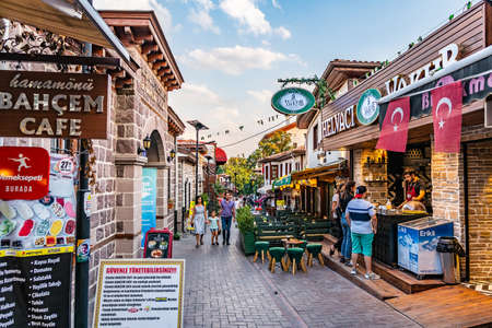 Ankara Hamamonu Restored Area Breathtaking Picturesque View of Bazaar Street on a Blue Sky Day in Summerのeditorial素材