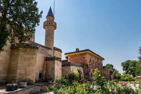 Hacibektas Haji Bektash Veli Complex Breathtaking Picturesque View of Mosque on a Blue Sky Day in Summerのeditorial素材